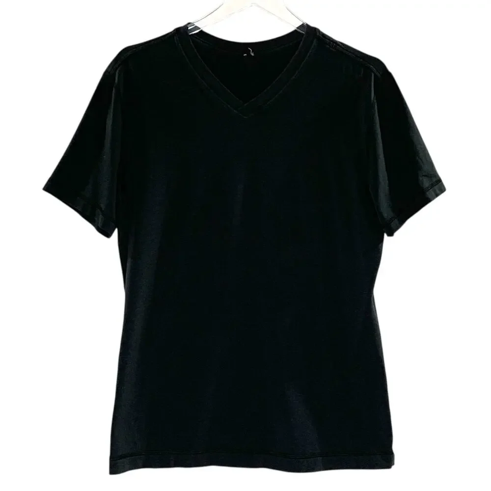 Lululemon S V Neck Love Short Sleeve Tee Shirt Washed Black Active Casual *flaw